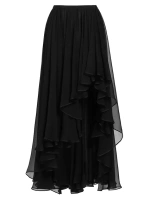 Шелковая юбка макси с рюшами Giambattista Valli, черный