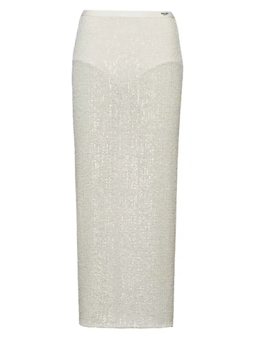 Эластичная юбка с пайетками Prada, бежевый