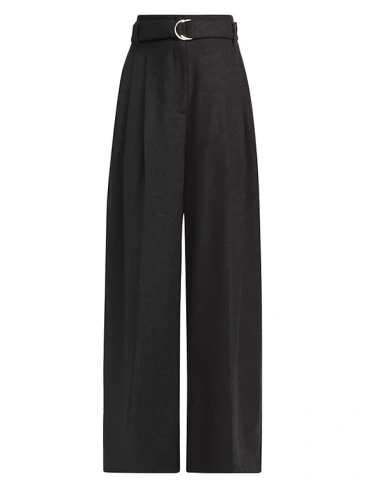 Плиссированные брюки с поясом из смесовой шерсти 3.1 Phillip Lim, цвет charcoal