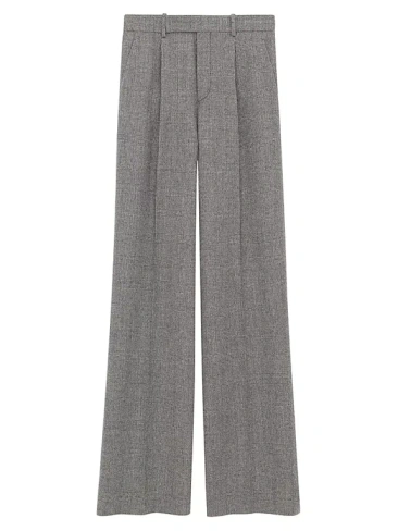 Расклешенные брюки из фланели «Принц Уэльский» Saint Laurent, серый