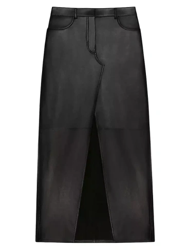 Кожаная юбка с разрезом Givenchy, черный