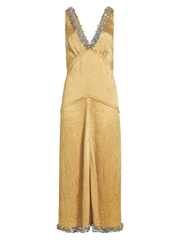 Платье миди прямого кроя из мятого атласа Proenza Schouler, золото