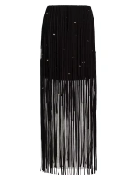 Юбка-карандаш из тюля с бахромой Jason Wu Collection, черный