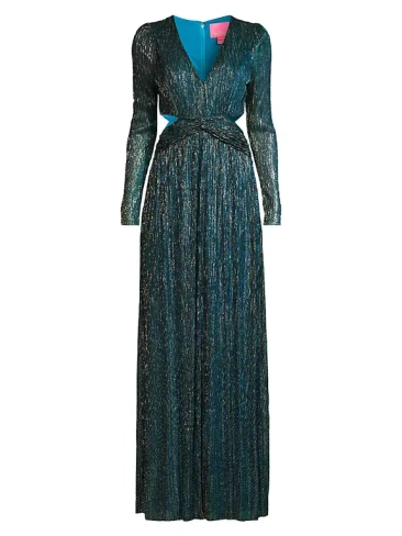 Платье макси с плиссированной отделкой Latrice и эффектом металлик Lilly Pulitzer, цвет blue rhapsody