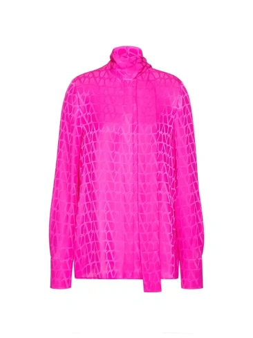 Шелковая жаккардовая блузка Toile Iconographe Valentino Garavani, розовый