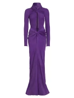 Замшевое платье с замочной скважиной и перекрученным узором Laquan Smith, цвет grape