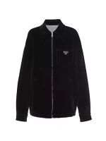 Бархатная джинсовая блузонная куртка Prada, черный