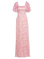 Платье А-силуэта с цветочным принтом Aurora Sachin & Babi, цвет rouge damask rose