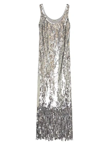 Платье Ayala с бахромой и пайетками Simkhai, цвет silver
