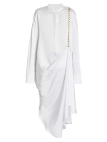 Шелковое платье-миди с цепочкой Loewe, белый