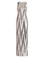 Платье Eleanor с шевронами и пайетками Halston, цвет graphic silver