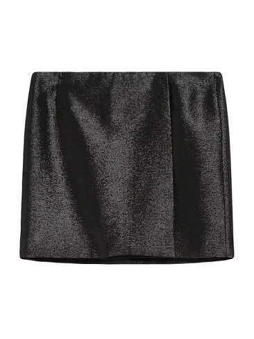 Мини-юбка из смесовой шерсти с эффектом металлик Sportmax, черный