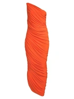 Платье на одно плечо со сборками Diana Norma Kamali, цвет blood orange
