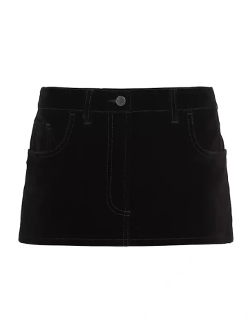 Бархатная джинсовая мини-юбка Prada, черный