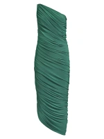 Платье на одно плечо со сборками Diana Norma Kamali, цвет mountain green