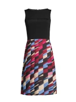 Плиссированное платье с геометрическим вырезом Laundry By Shelli Segal, черный