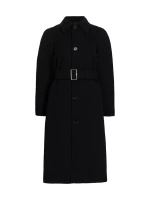 Шерстяное пальто классического кроя с поясом Burberry, черный