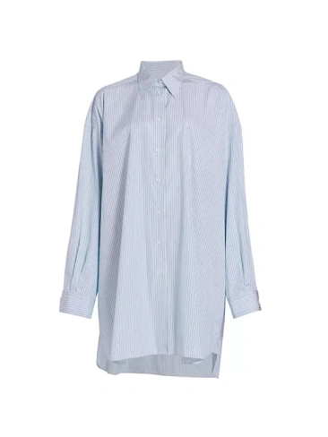 Полосатое хлопковое платье-рубашка на пуговицах спереди Maison Margiela, белый