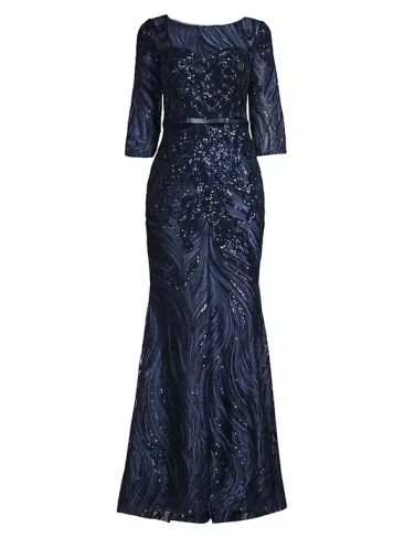 Платье из тюля с блестками и бантом Basix, темно-синий