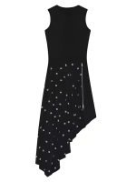 Платье из шелка 4G с асимметричной юбкой с рюшами Givenchy, черный