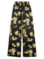 Пижамные штаны с цветочным принтом Balenciaga, черный