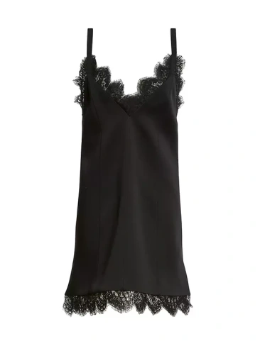 Мини-платье Bo с кружевной отделкой Khaite, черный