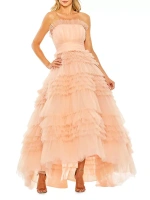 Платье Mac без бретелек с рюшами Mac Duggal, цвет peach