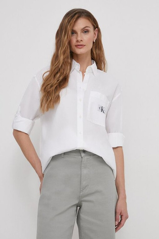 Хлопчатобумажную рубашку Calvin Klein Jeans, белый