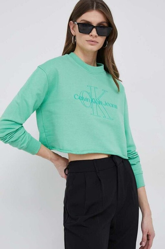Хлопковая толстовка Calvin Klein Jeans, зеленый