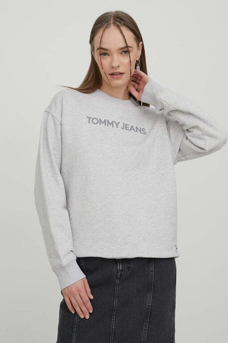 Хлопковая толстовка Tommy Jeans, серый