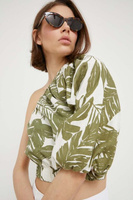 Льняная блузка Abercrombie & Fitch, зеленый