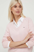 Хлопковый свитер Tommy Hilfiger, розовый