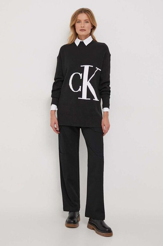 Хлопковый свитер Calvin Klein Jeans, черный